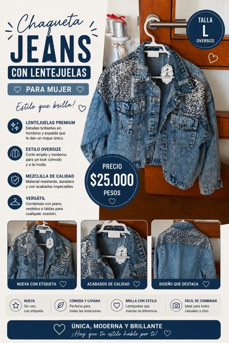 Chaqueta de mezclilla con lentejuelas