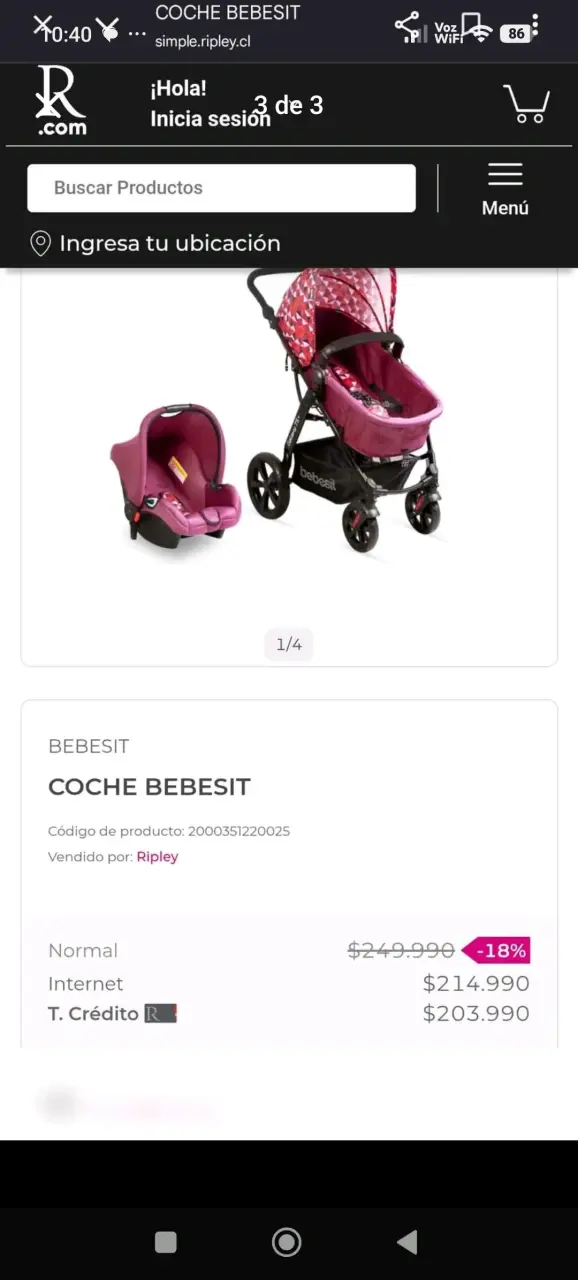 Coche de bebé morado BEBESIT - 3