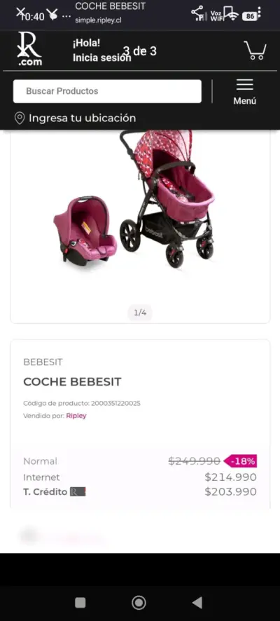 Coche de bebé morado BEBESIT - miniatura 3