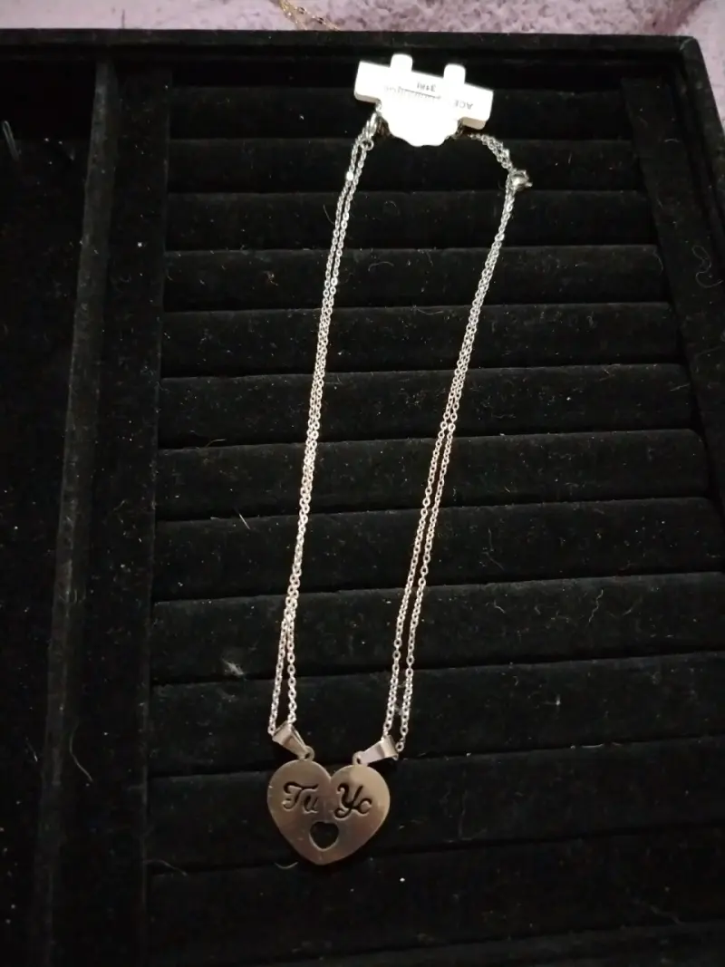 Collar corazón 'Tú y Yo' plateado