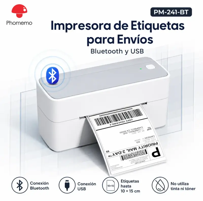 Impresora Etiquetas Phomemo 241-BT Bluetooth/USB - 1