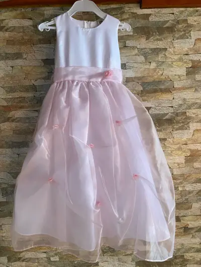 Vestido de niña blanco y rosado - miniatura 1