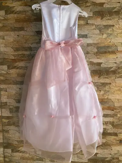 Vestido de niña blanco y rosado - miniatura 2
