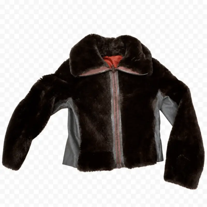 Chaqueta de piel sintética marrón - 2