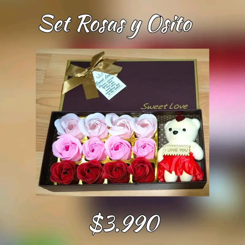 Set de Rosas y Osito