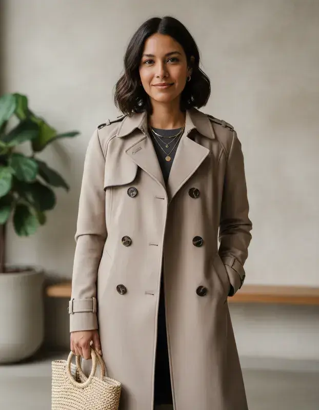 Abrigo trench beige mujer - 1