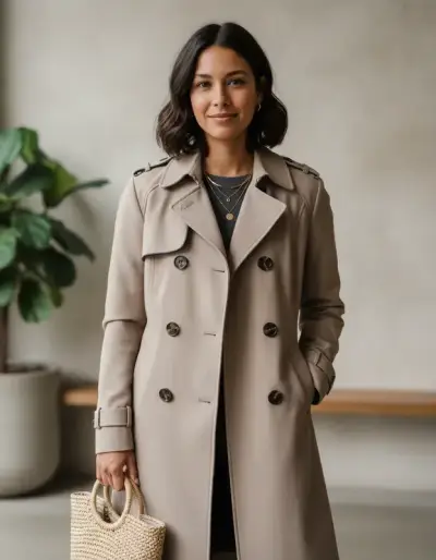 Abrigo trench beige mujer - miniatura 1