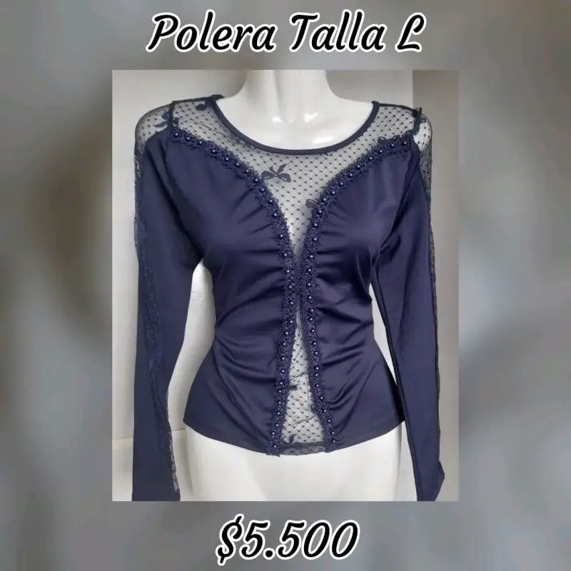 Polera azul con encaje talla L