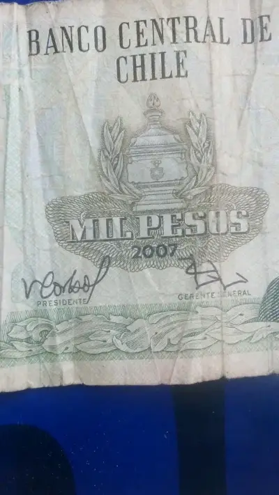 Billete chileno antiguo 1000 pesos - miniatura 3