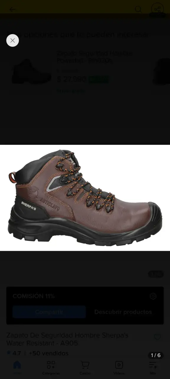 Zapatos de seguridad Sherpa's café anticlavos - 2