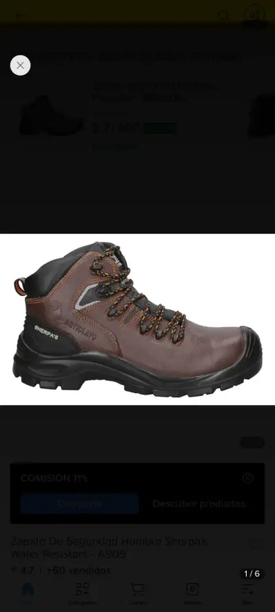 Zapatos de seguridad Sherpa's café anticlavos - miniatura 2