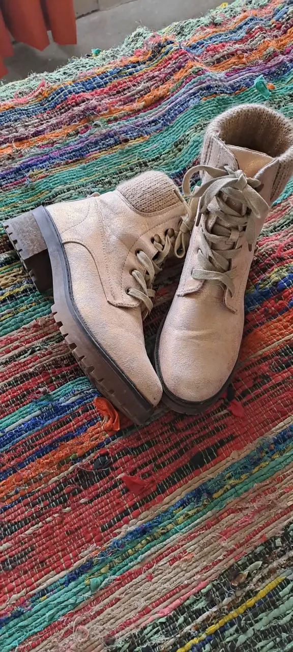 Botines vintage beige y dorado mujer - 1