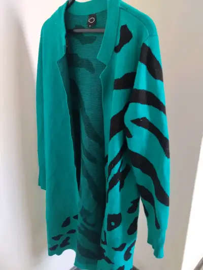 Cardigan largo verde con estampado Marca IO - miniatura 1