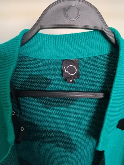 Cardigan largo verde con estampado Marca IO - miniatura 4