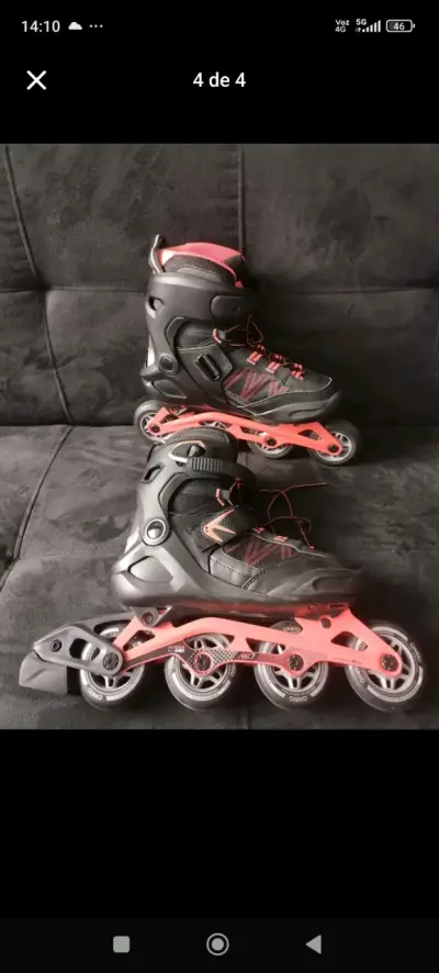 Patines en línea negro y salmon - miniatura 1