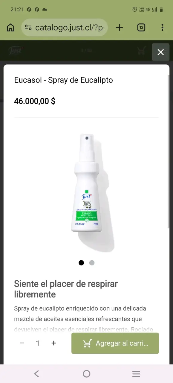 Spray de Eucalipto Just 75ml - 1