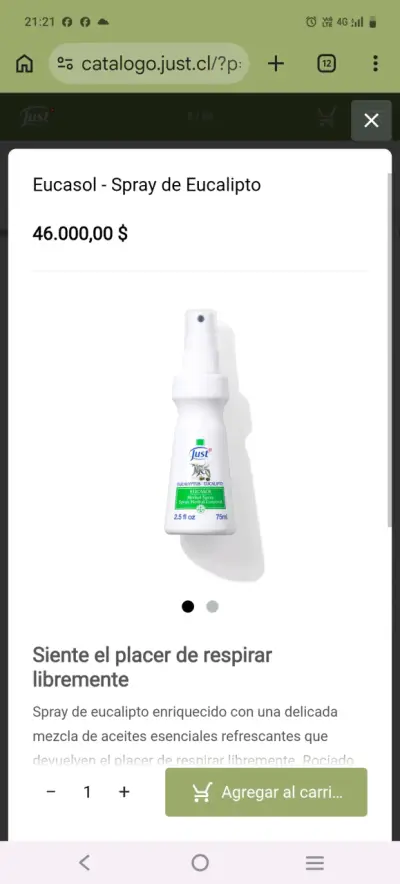 Spray de Eucalipto Just 75ml - miniatura 1