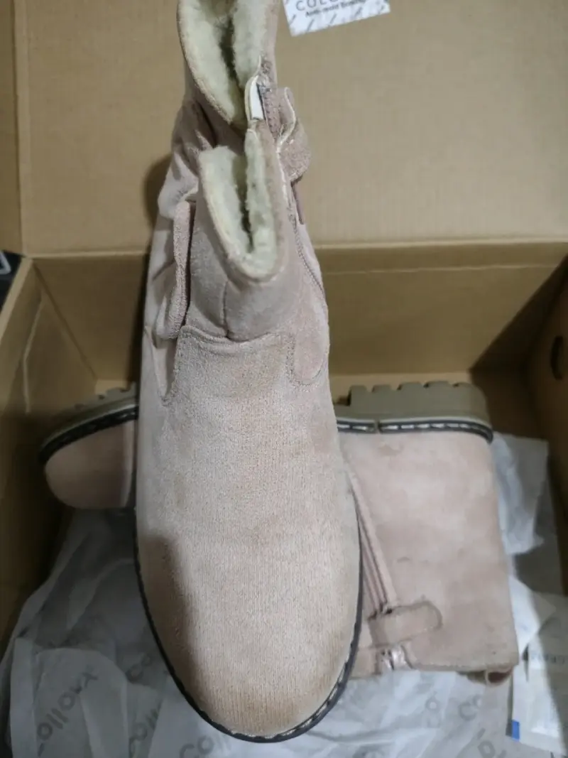 Botines rosados con lazo de gamuza - 2