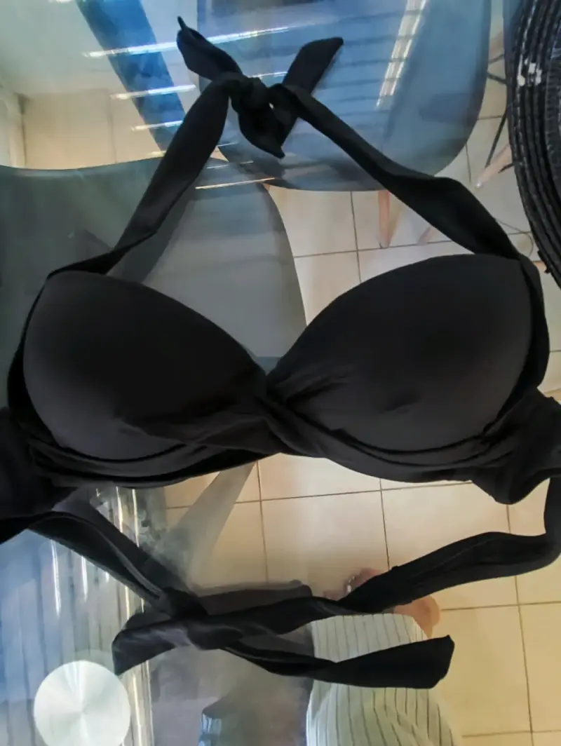 Top bikini negro cruzado - 3