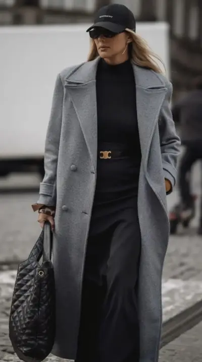 Abrigo gris largo L oversize - miniatura 1