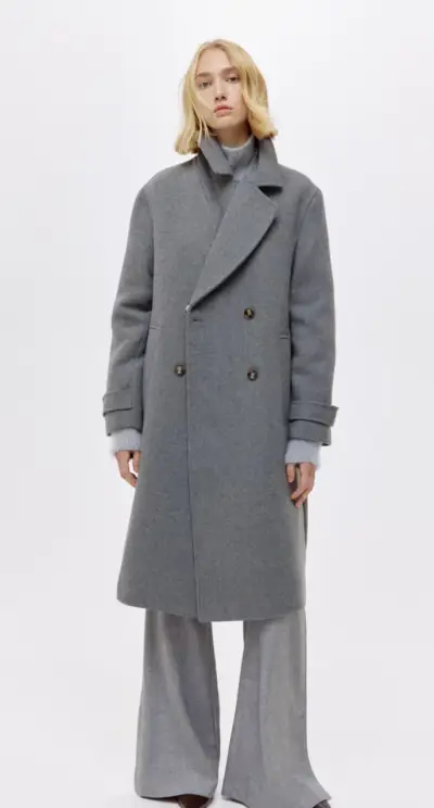 Abrigo gris largo L oversize - miniatura 2