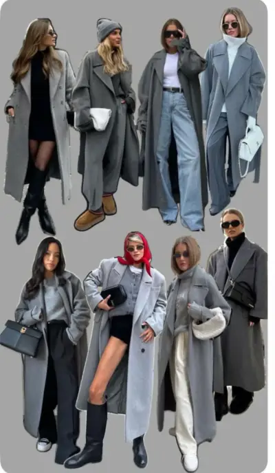 Abrigo gris largo L oversize - miniatura 3