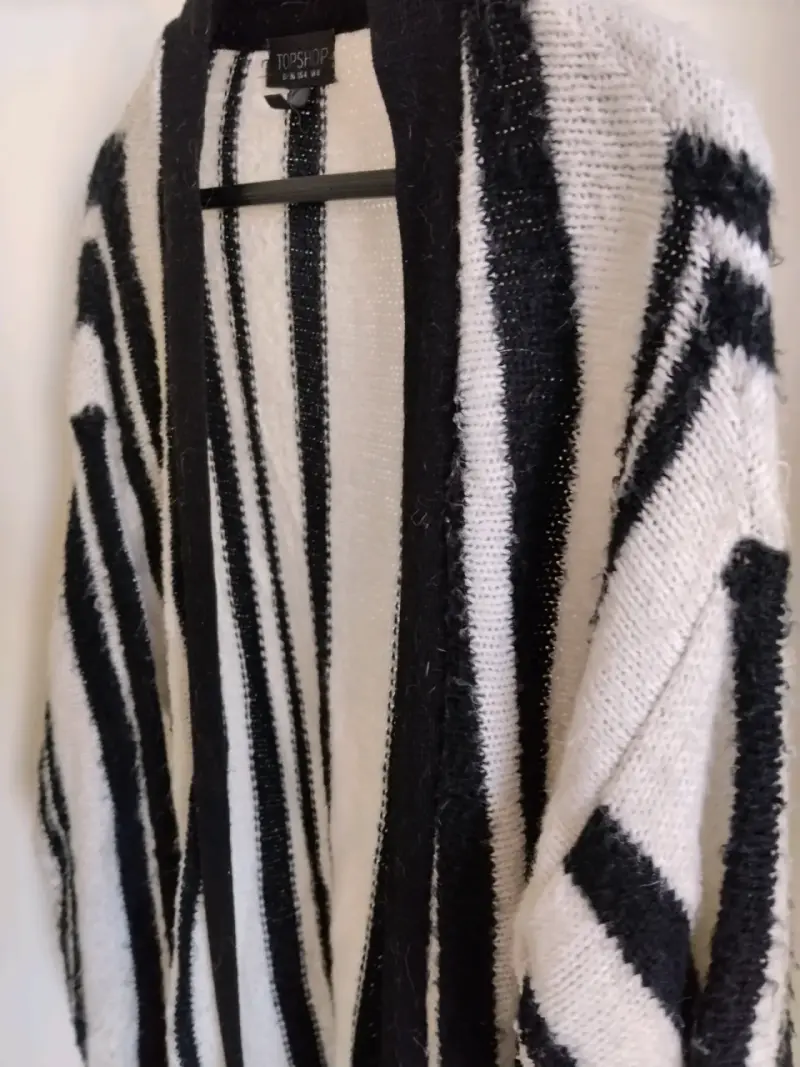 Chaqueta rayada blanco y negro cardigan - 3