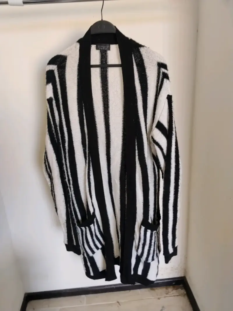 Chaqueta rayada blanco y negro cardigan - 6