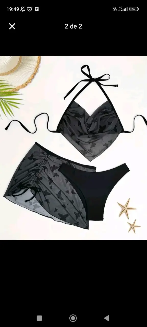 Conjunto bikini negro con transparencias