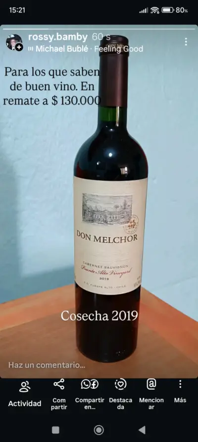 Vino Don Melchor cosecha  2019, sin caja. - miniatura 1
