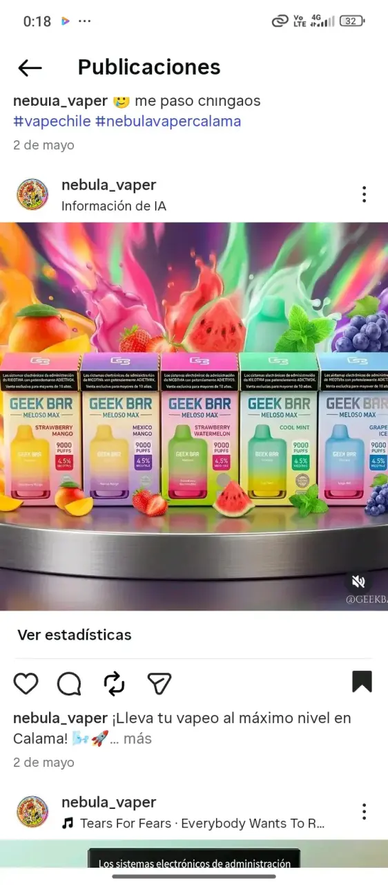 vapers Geek Bar sabores frutales - 2