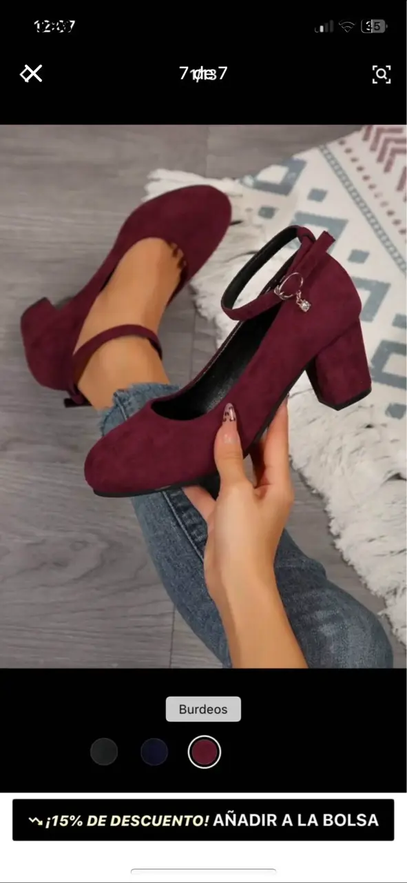 Zapatos burdeos con correa - 6