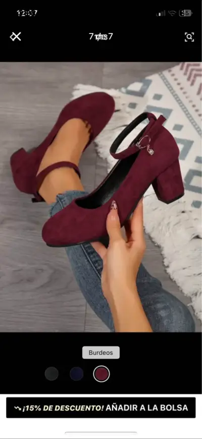 Zapatos burdeos con correa - miniatura 6