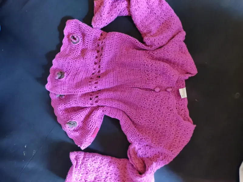 Chaleco tejido bebé fucsia - 2
