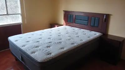 Cama americana dos plazas con colchon, respaldo y - miniatura 1