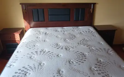 Cama americana dos plazas con colchon, respaldo y - miniatura 3