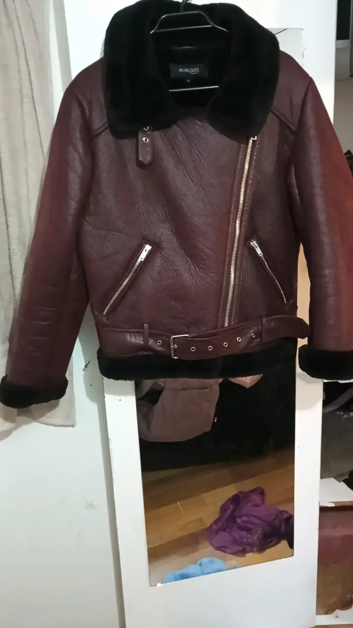 Chaqueta cuero marrón con forro - 2