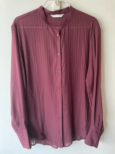 Blusa H&M Guinda Rayas Finas - miniatura 1