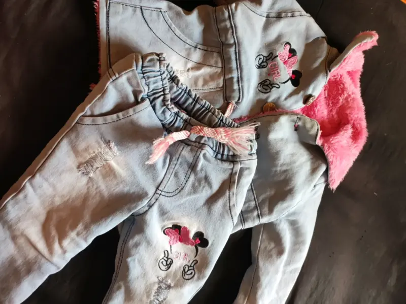 Conjunto jeans infantil bordado - 1