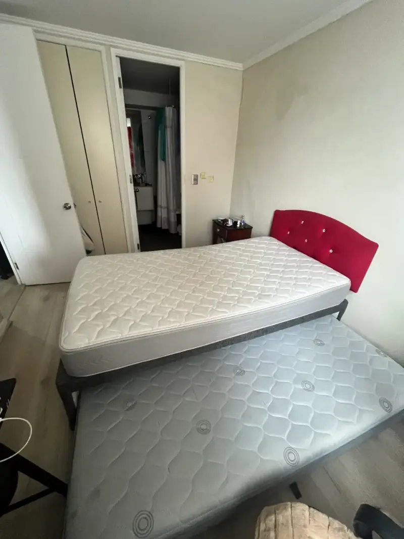 Cama con colchón y respaldo