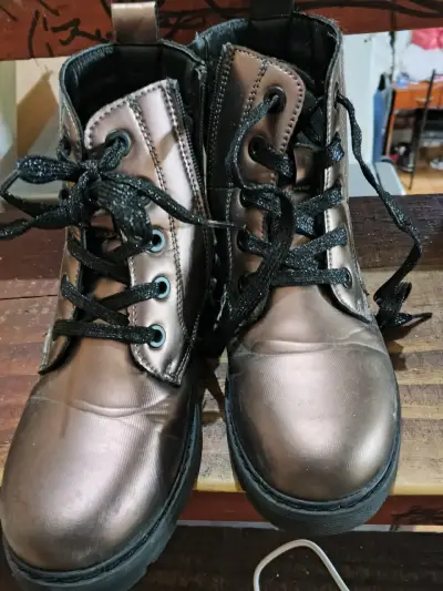 Botines de cuero sintético cafés brillante - miniatura 1
