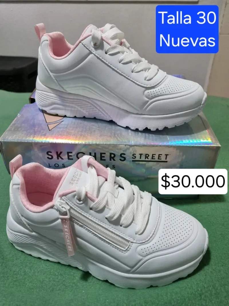Zapatillas de niña Skechers blancas y rosada - 1