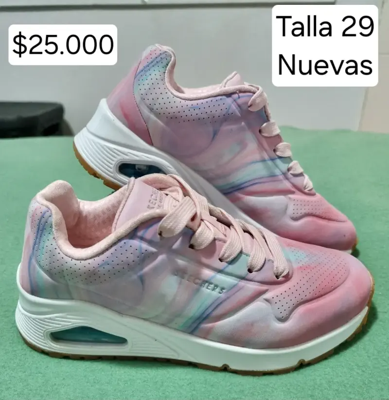 Zapatillas de niña Skechers blancas y rosada - 2