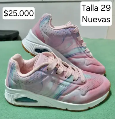 Zapatillas de niña Skechers blancas y rosada - miniatura 2
