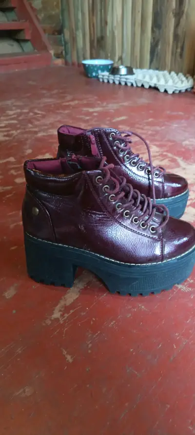 Botines burdeos con plataforma - miniatura 1