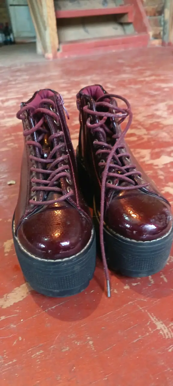 Botines burdeos con plataforma - 5