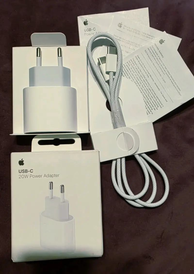 Cargador USB-C 20W Apple (cable y adaptador)