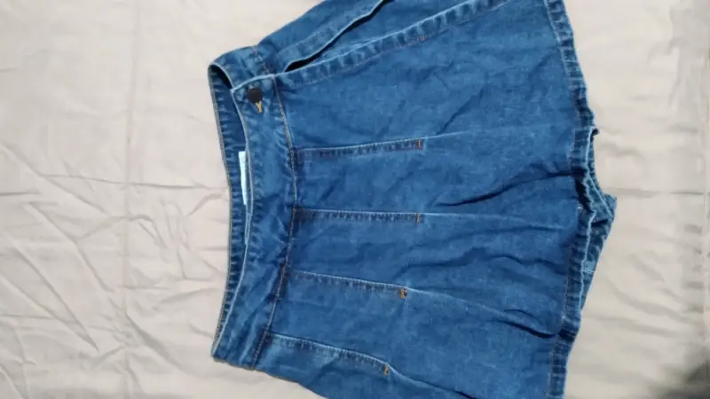 Falda Shorts de mezclilla azul desgastados - 1
