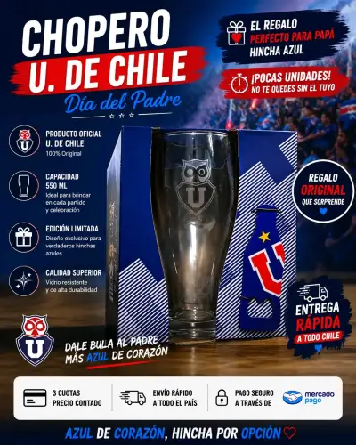 Shopero de vidrio Universidad de Chile + Abridor - miniatura 4