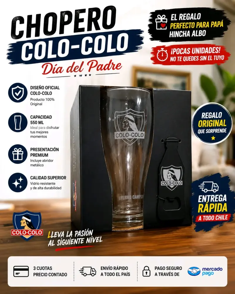 Shopero de vidrio Colo-Colo + Abridor - 4